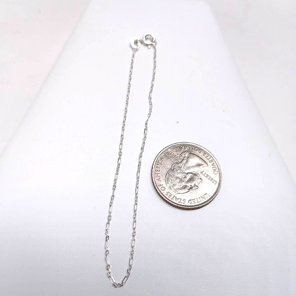 8" Solid Authentic 925 Sterling Silver Bracelet Long Figaro Chain Fine Gossamer - Picture 5 of 8